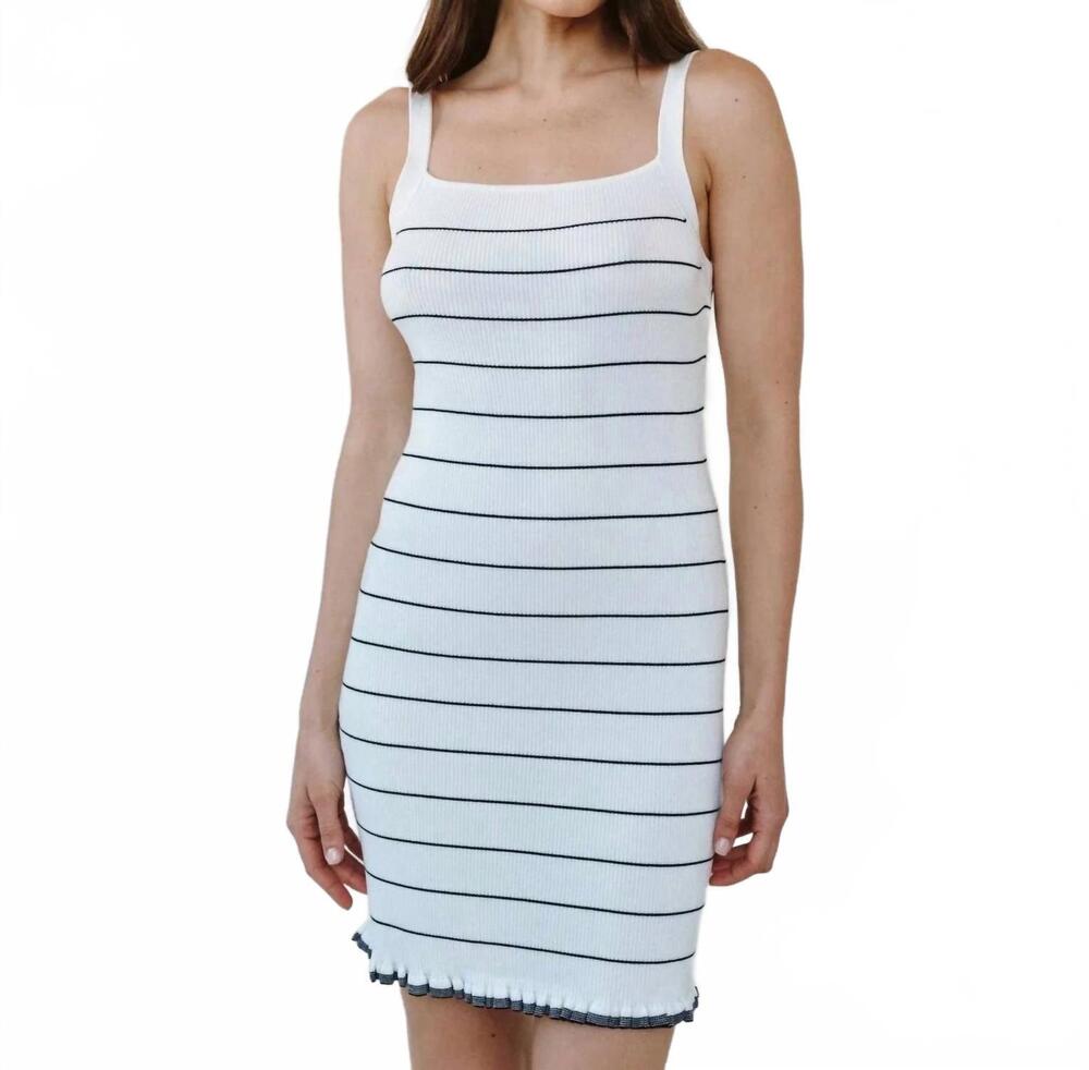NEW BELLA DAHL ruffle hem sleeveless knitted dress in garden party stripe